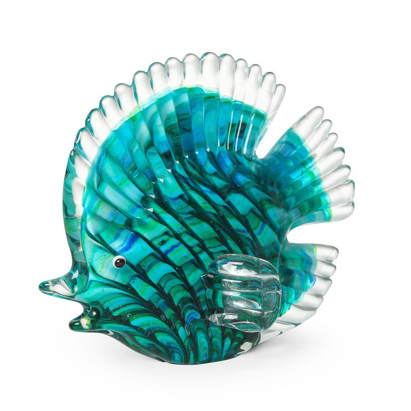 LONGWIN Handmade Glass Stripe Tropical Fish Sculpture Glass Hand Blown Sea Animal Figurine Home Tabletop Decoration Ornaments - Image 1